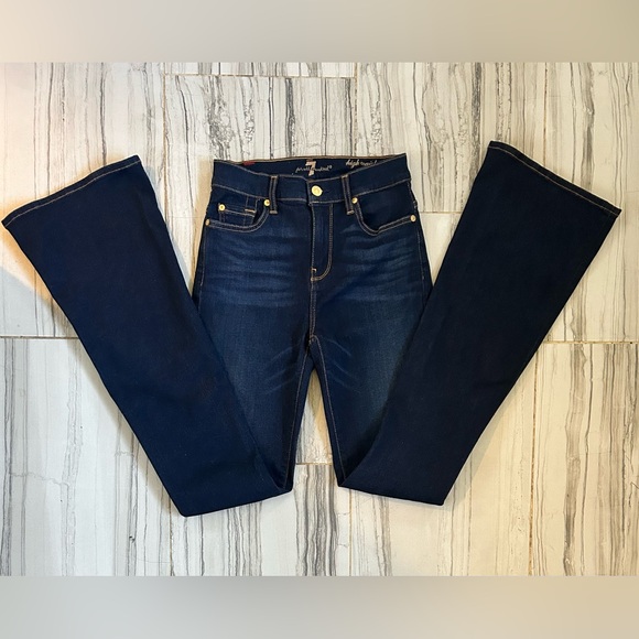 7 For All Mankind Ali High Waist Dark Blue Bootcut Stretch Jeans - Picture 12 of 16